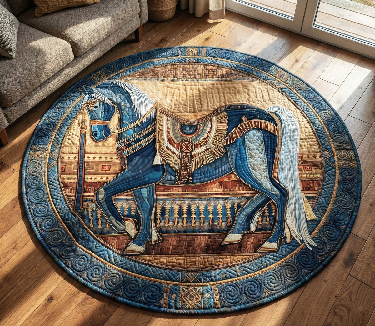 Native Hoof Round Mat Rug - washable non-slip printed rug