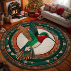 Native Hummingbird Round Mat Round Mat Rug - washable non-slip printed rug
