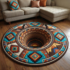 Native Legacy Round Mat Rug - washable non-slip printed rug