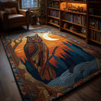 Native Owl area rug in a living room