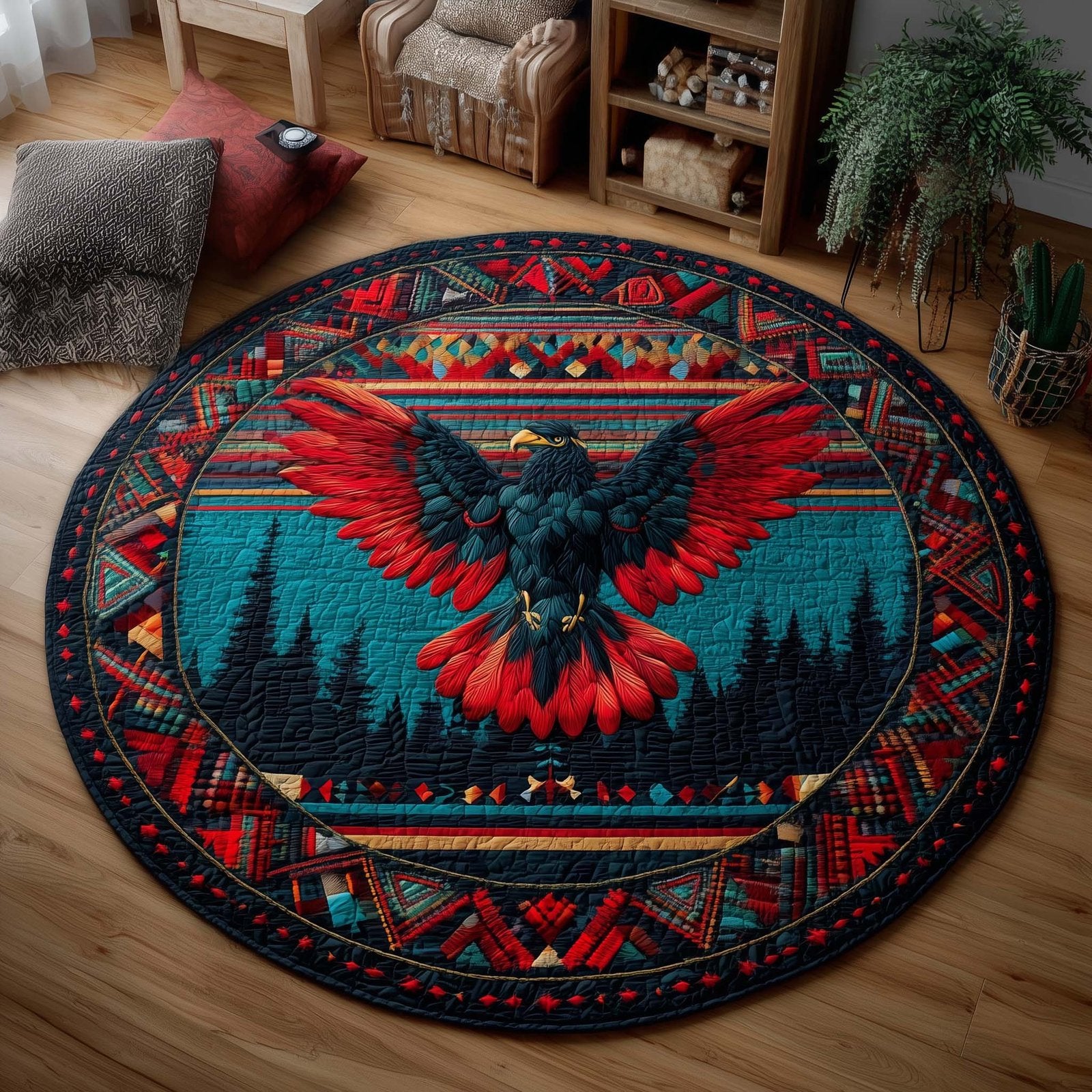 Native Pattern Round Mat Rug - Nature Design | Serene Home Decor