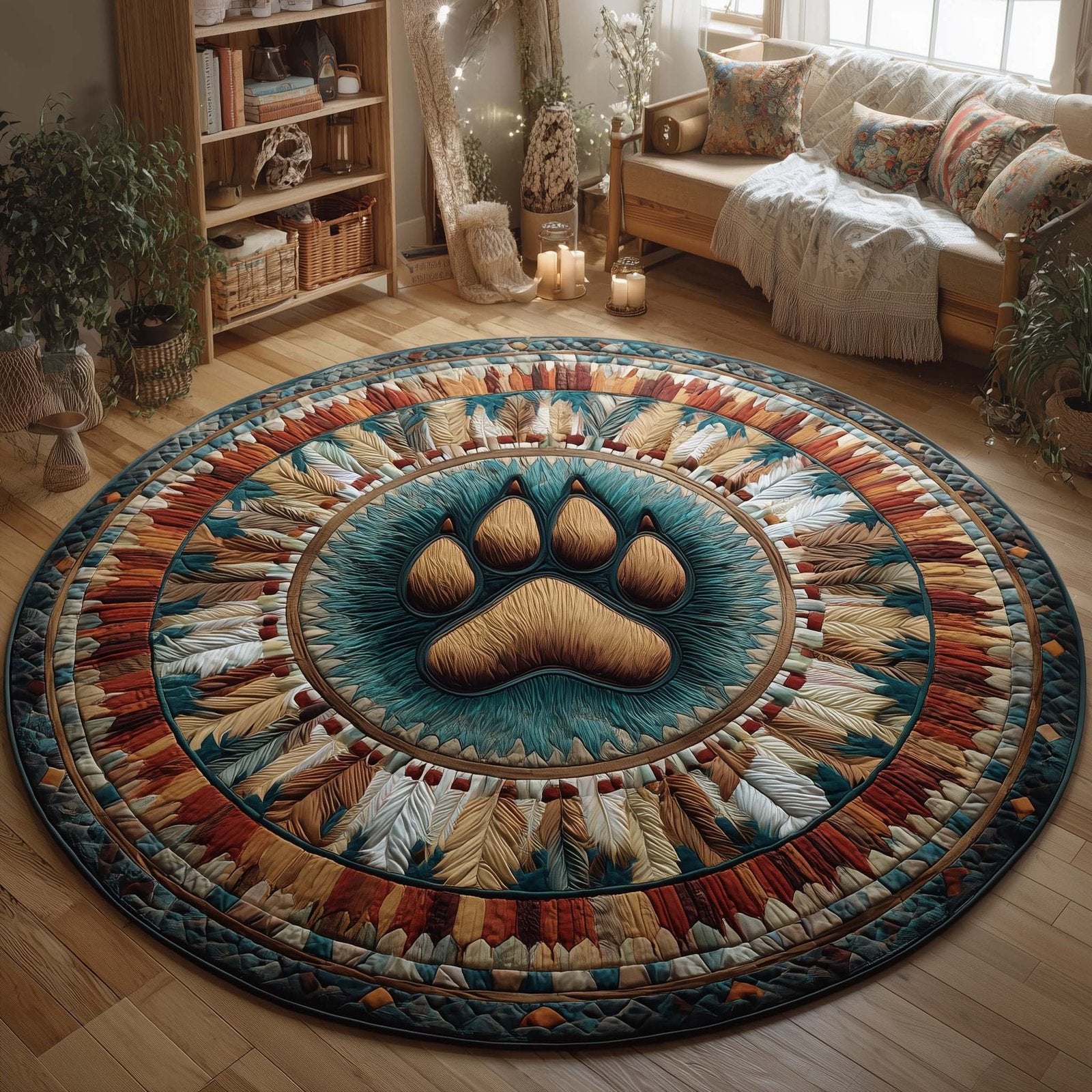 Native Pattern Round Mat Rug - Nature Design | Serene Home Decor