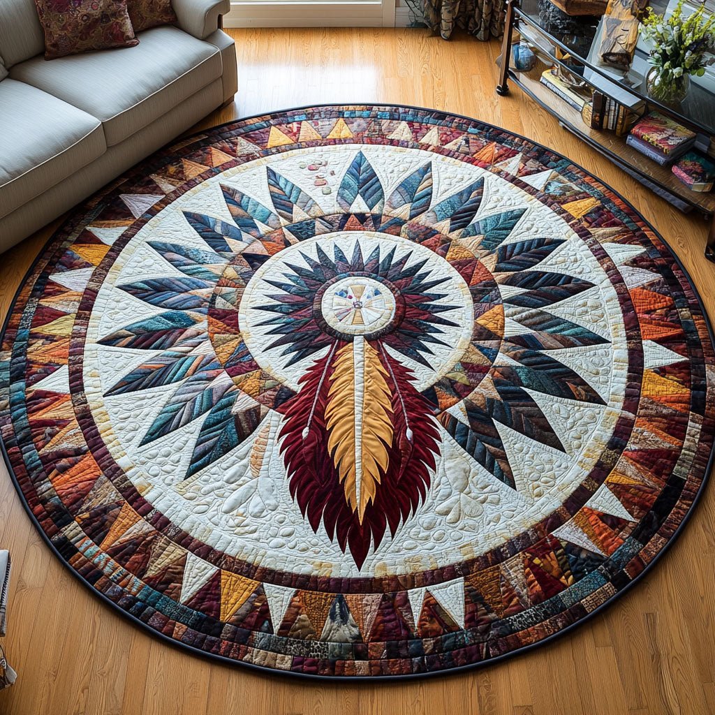 Native Threads Round Mat Rug - washable non-slip printed rug
