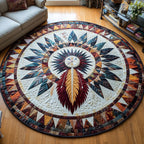 Native Threads Round Mat Rug - washable non-slip printed rug
