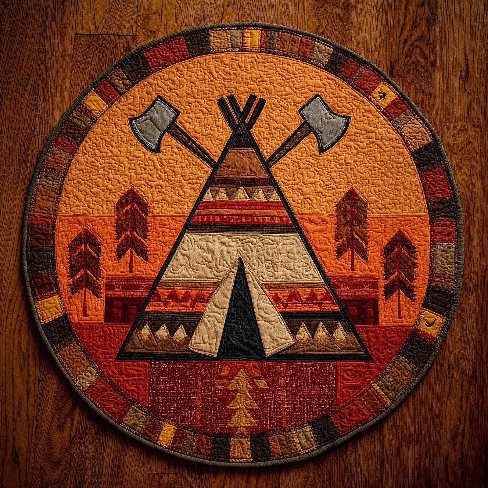 Native Warrior Spirit Round Mat Rug - Nature Design | Serene Home Decor