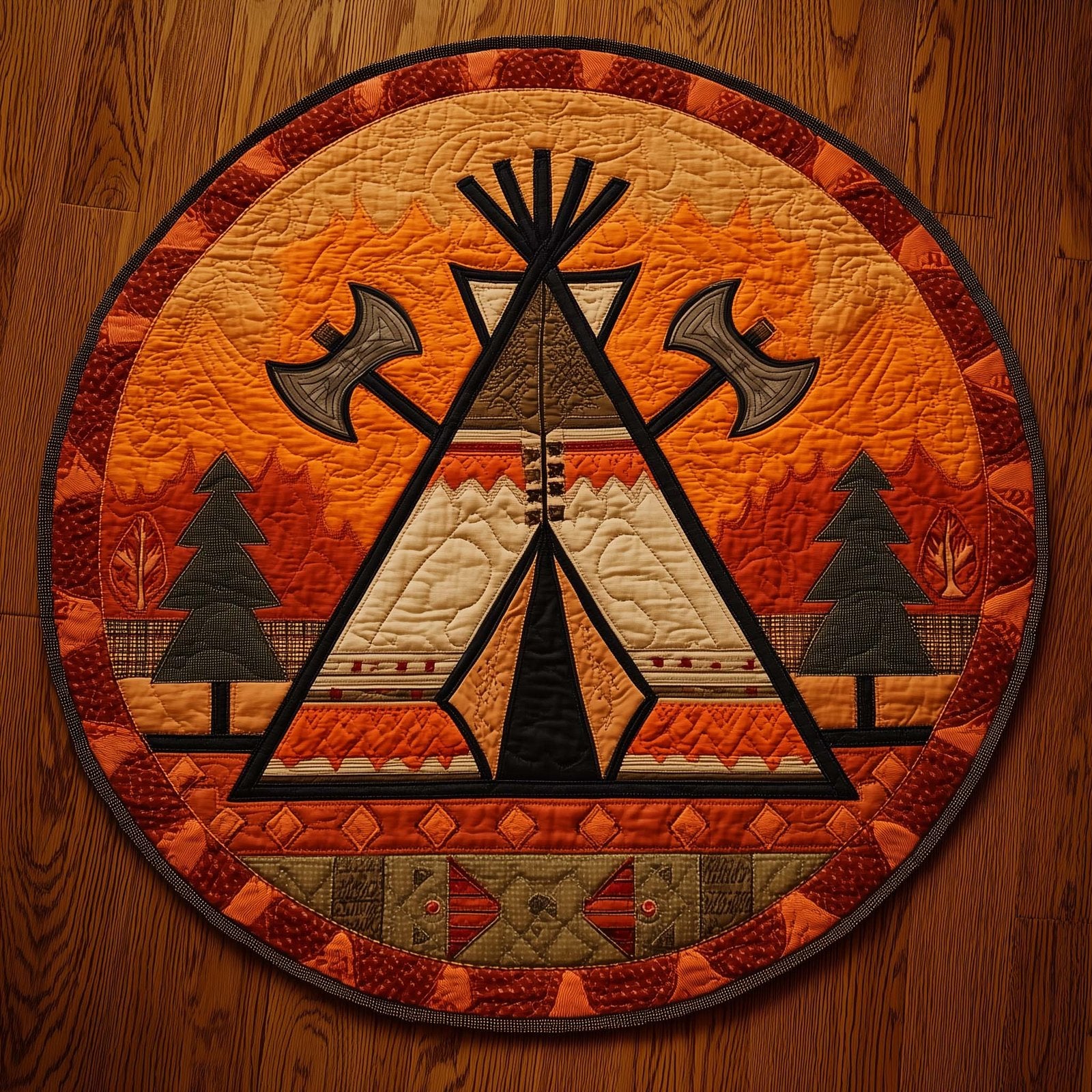 Native Warrior Spirit Round Mat Rug - Nature Design | Serene Home Decor
