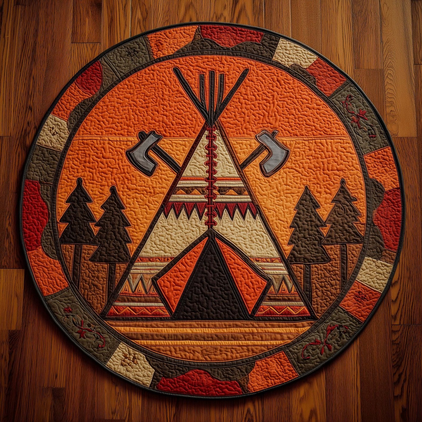 Native Warrior Spirit Round Mat Rug - Nature Design | Serene Home Decor