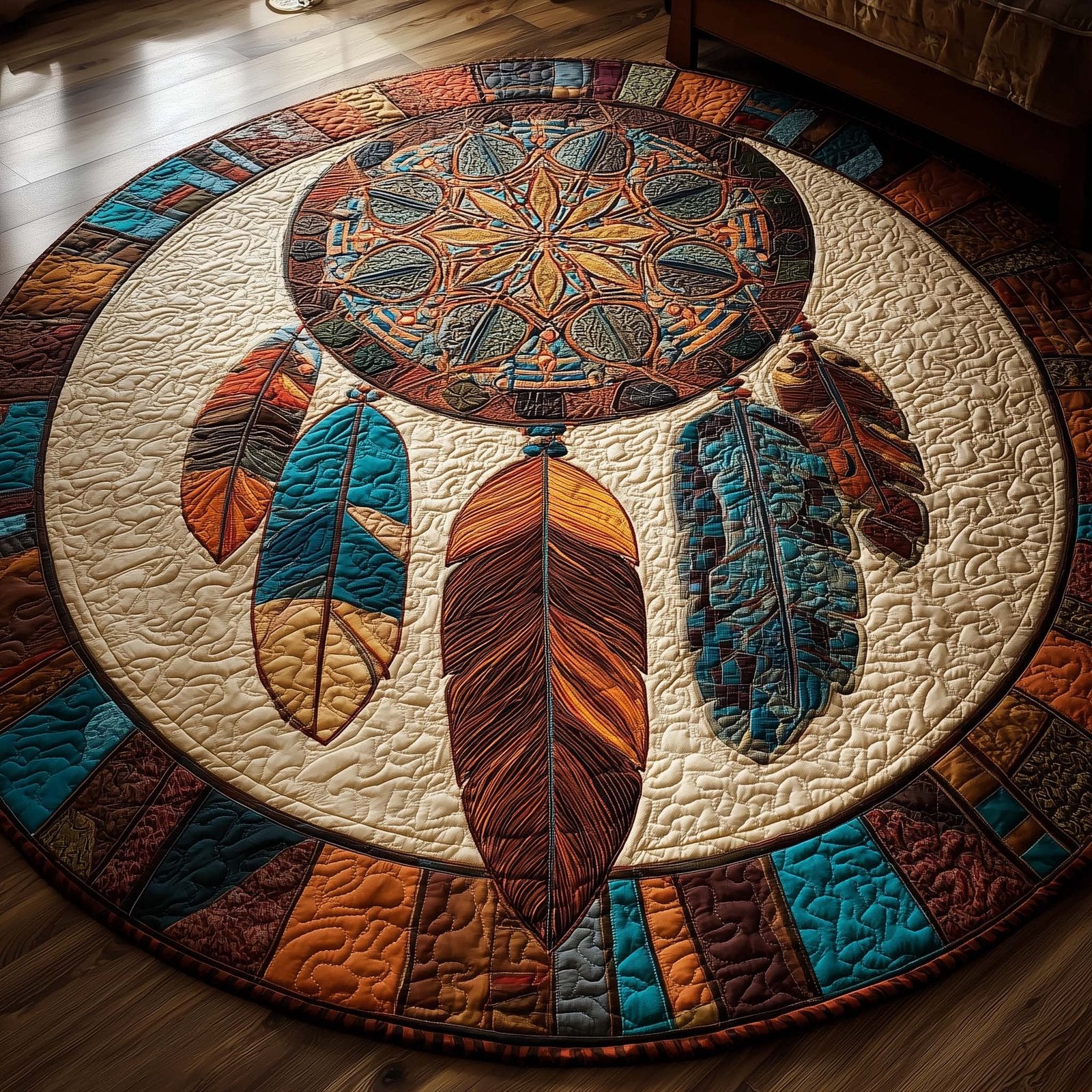 Native Warrior Spirit Round Mat Rug - Nature Design | Serene Home Decor
