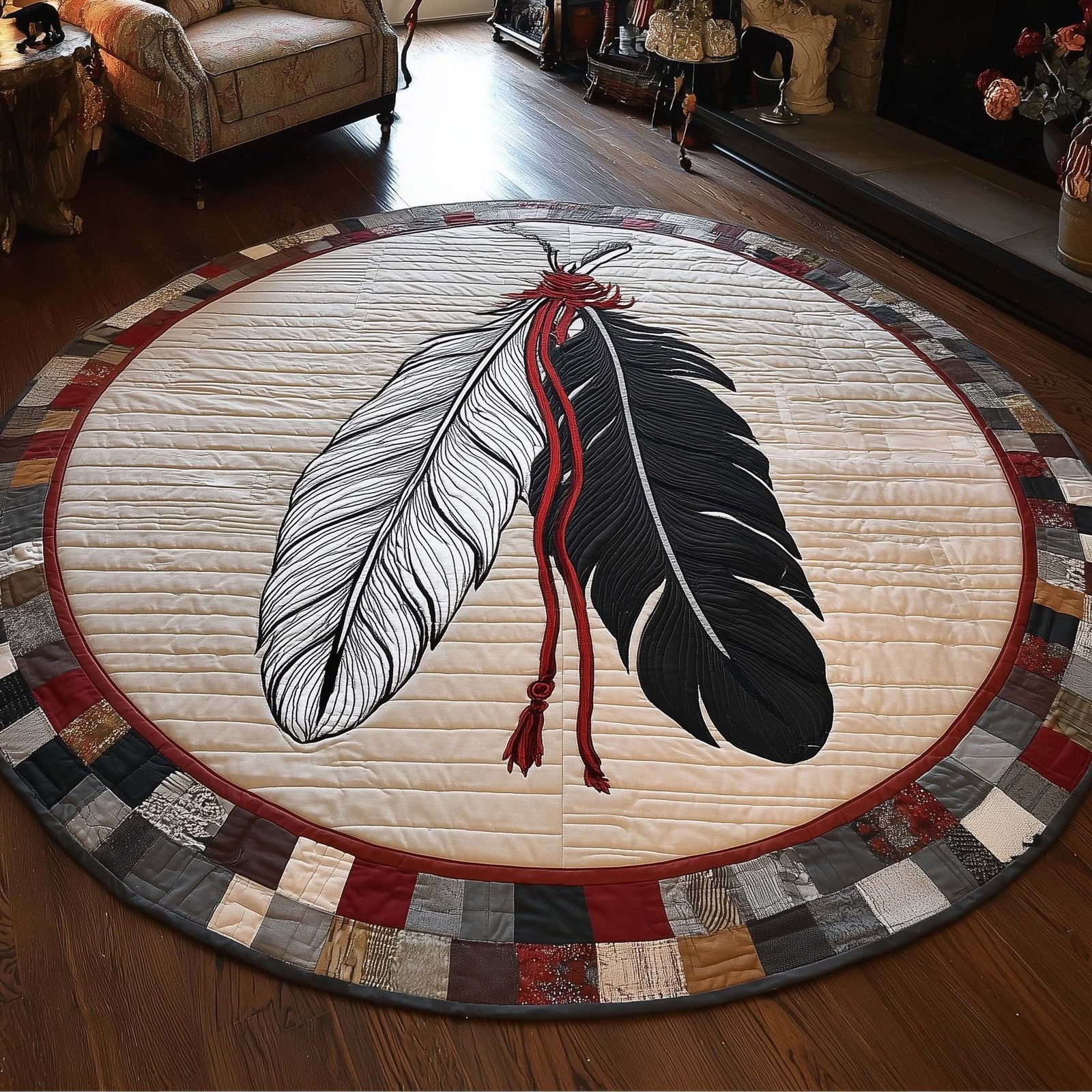 Native Warrior Spirit Round Mat Rug - Nature Design | Serene Home Decor