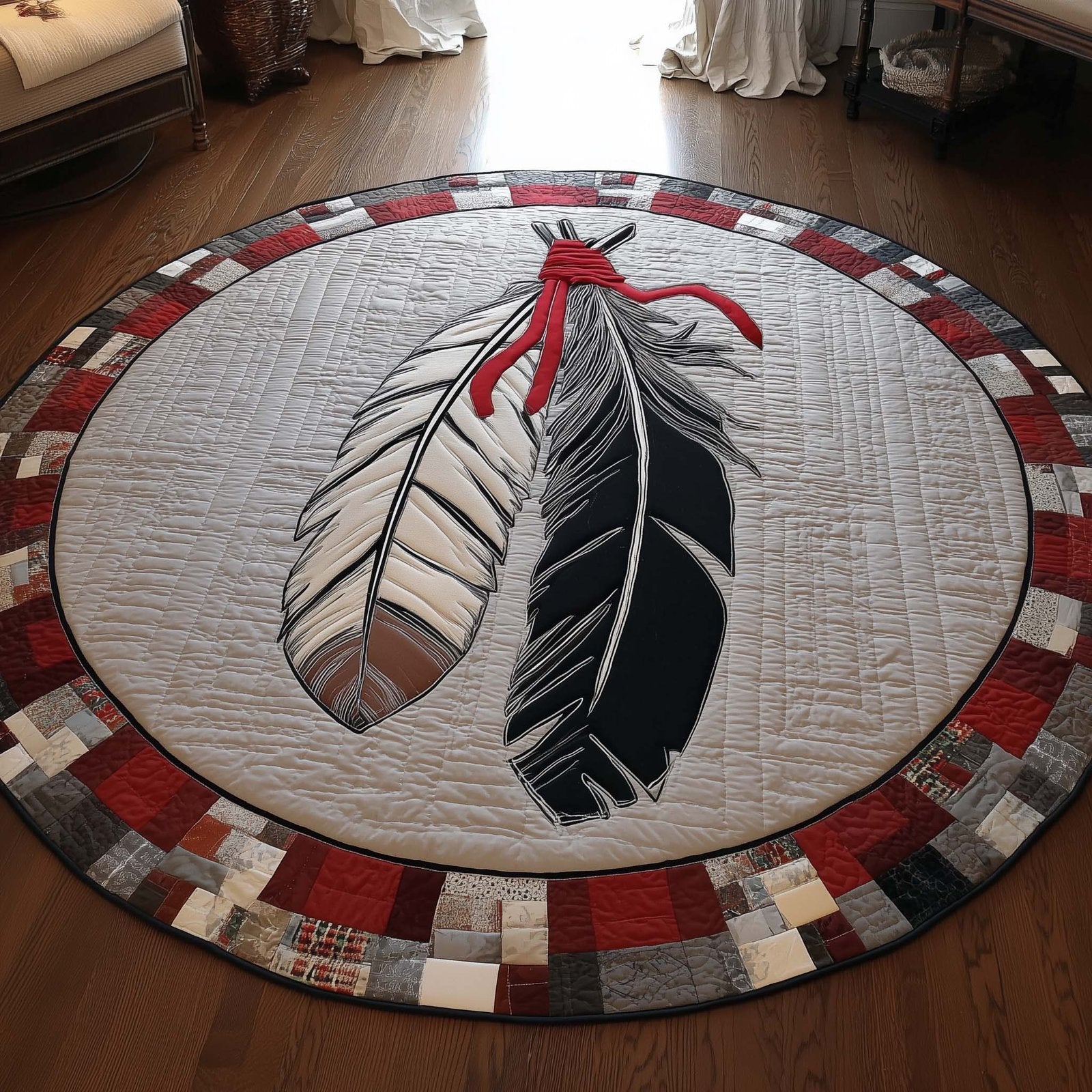Native Warrior Spirit Round Mat Rug - Nature Design | Serene Home Decor