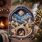 Nativity Under the Blue Archway Christmas Ornament
