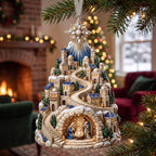 Nativity Spiral Village Tree Christmas Ornament