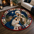 Nativity Blessing Round Mat Rug - Nature Design | Serene Home Decor - washable non-slip printed rug