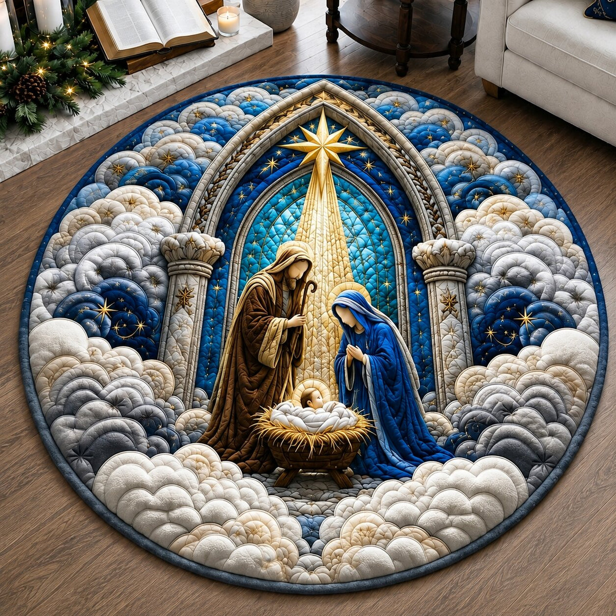Nativity Light Round Mat Rug - Nature Design | Serene Home Decor - washable non-slip printed rug