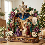 Nativity Scene wooden block, laser-cut 3-layer wood