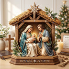 Nativity Scene wooden block, laser-cut 3-layer wood