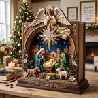 Nativity Scene wooden block, laser-cut 3-layer wood