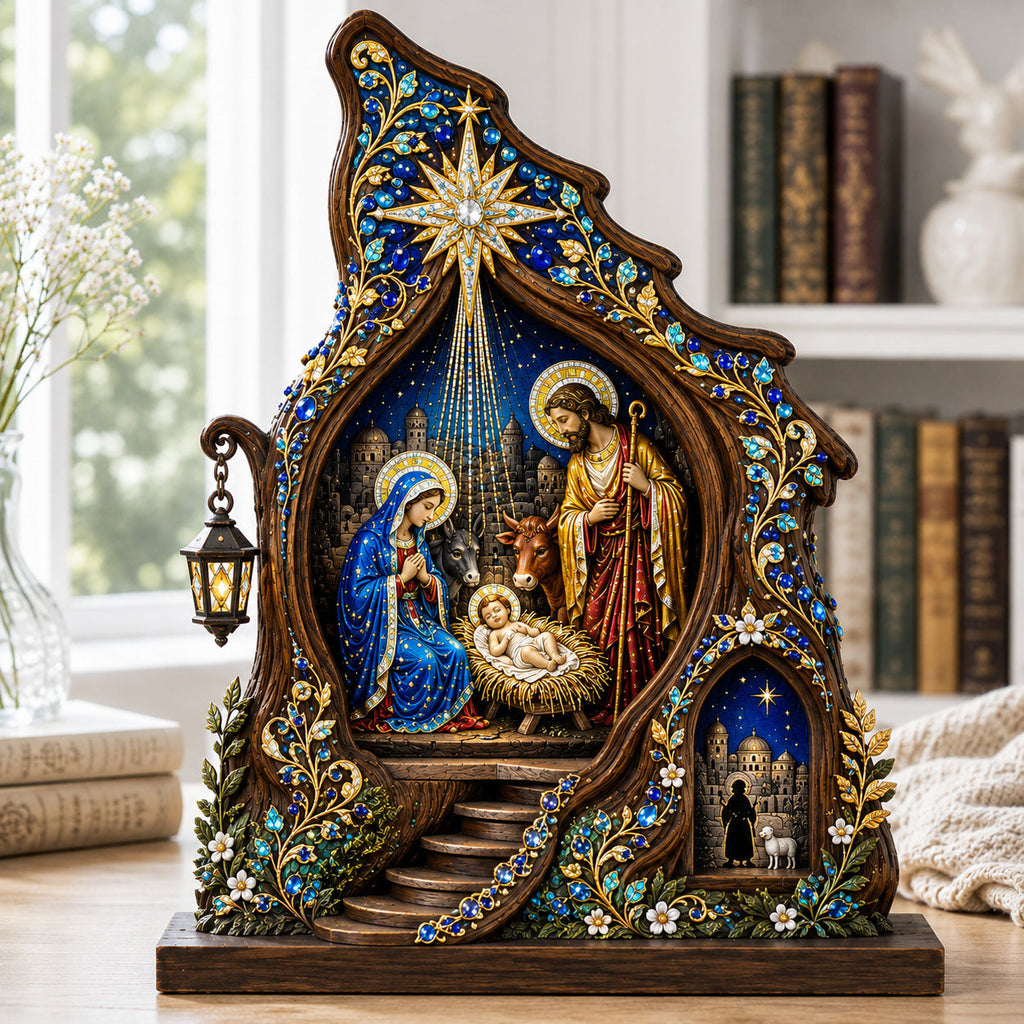Nativity Star Chapel wooden block, laser-cut 3-layer wood