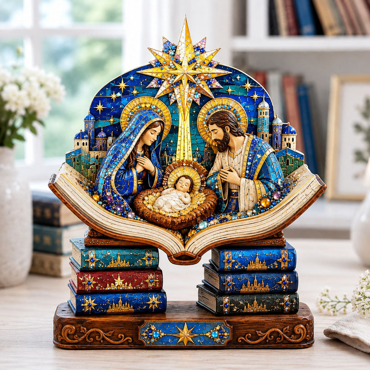 Nativity Story Book wooden block, laser-cut 3-layer wood