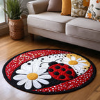 Nature Charm Round Mat Rug - washable non-slip printed rug