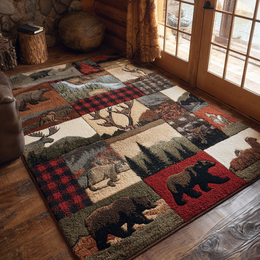 Nature Echo area rug in a living room