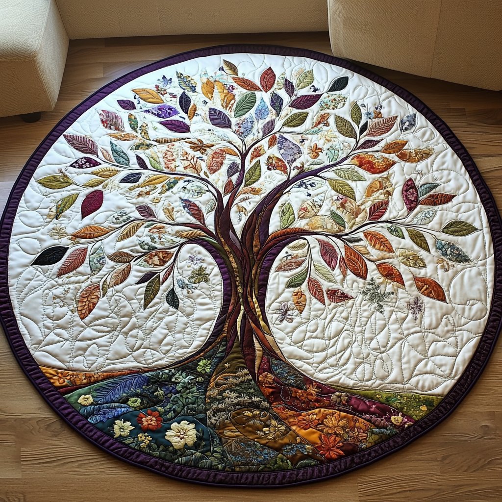 Nature Harmony Round Mat Rug - washable non-slip printed rug