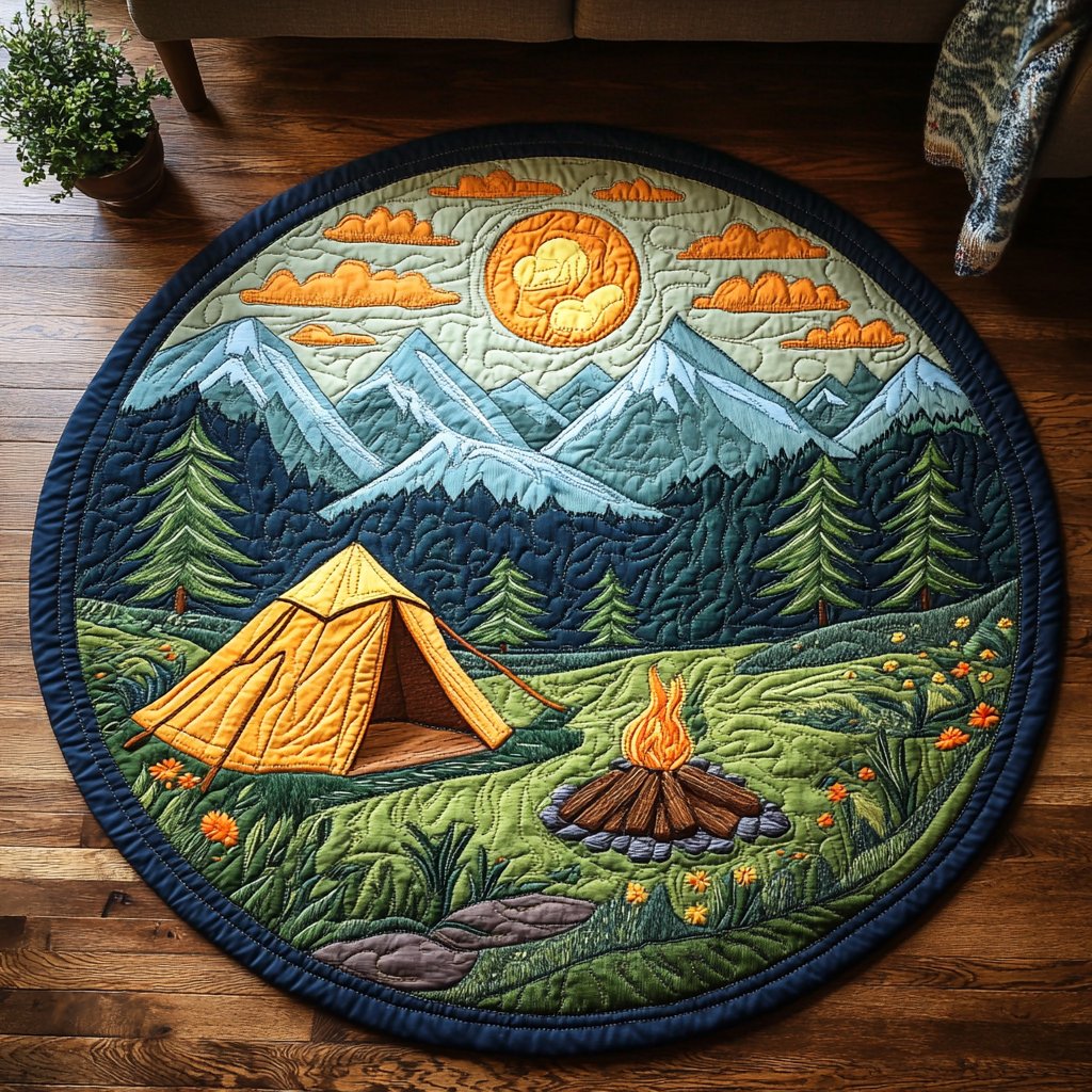 Nature Hideaway Round Mat Rug - washable non-slip printed rug