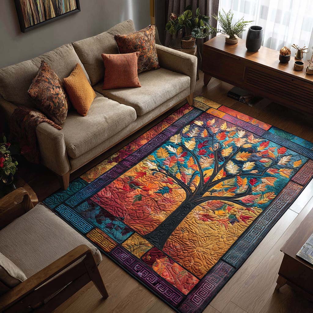 Nature Mosaic area rug in a living room