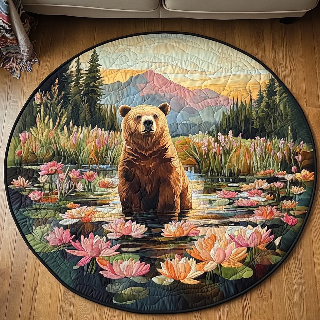 Nature Stroll Round Mat Rug - washable non-slip printed rug