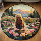 Nature Stroll Round Mat Rug - washable non-slip printed rug