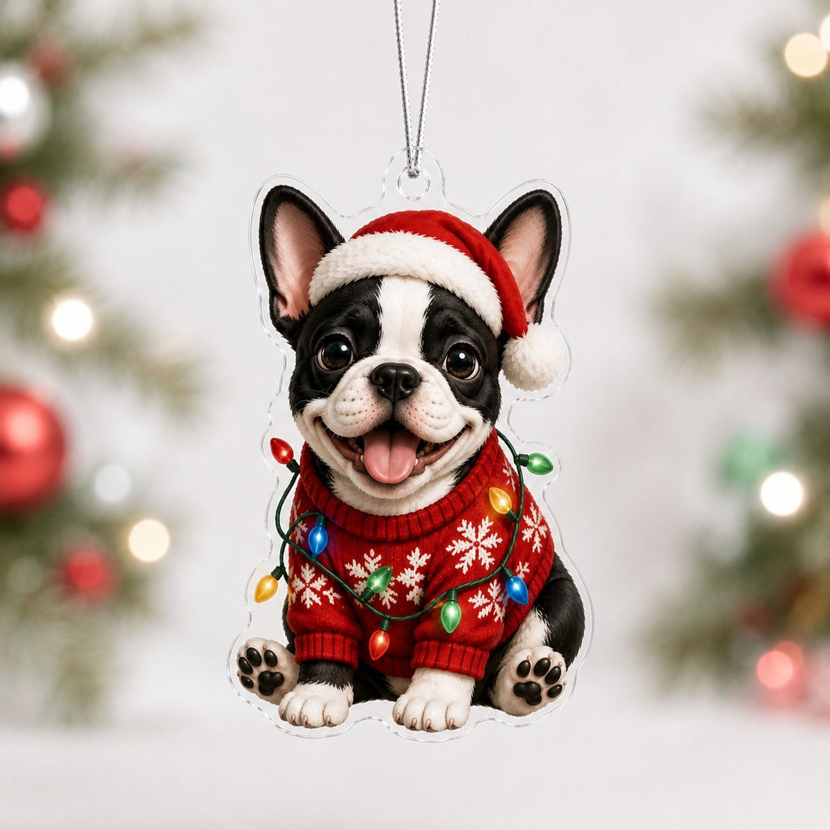 Naughty French Bulldog Christmas Ornament