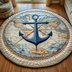 Nautical Anchor Round Mat Rug - washable non-slip printed rug