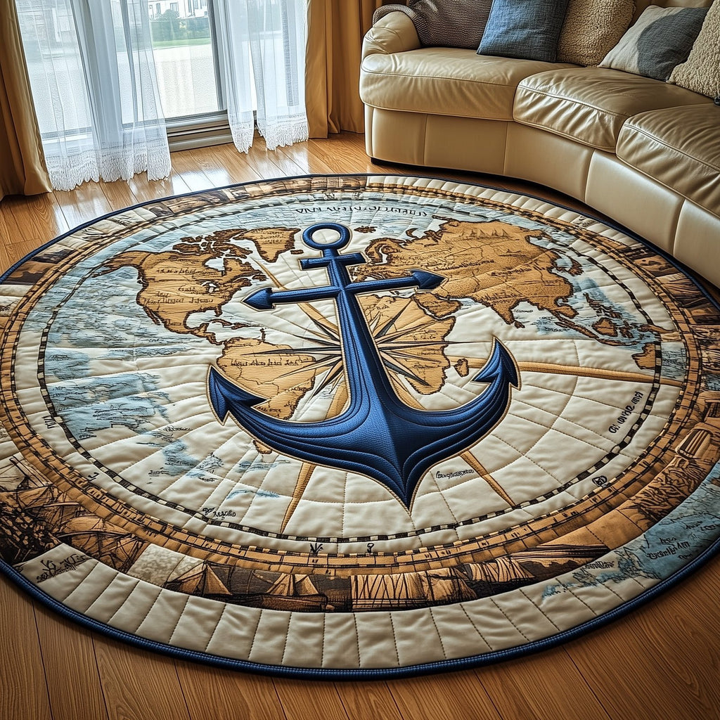 Nautical Anchor Round Mat Rug - Nature Design | Serene Home Decor
