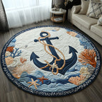 Nautical Bliss Round Mat Rug - washable non-slip printed rug