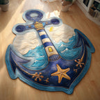 Nautical Glasswork Beacon Custom Shape Area Rug - Coastal Design | Die-Cut Non-Slip Rug - washable non-slip printed rug
