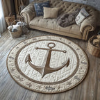 Nautical Haven Round Mat Rug - washable non-slip printed rug