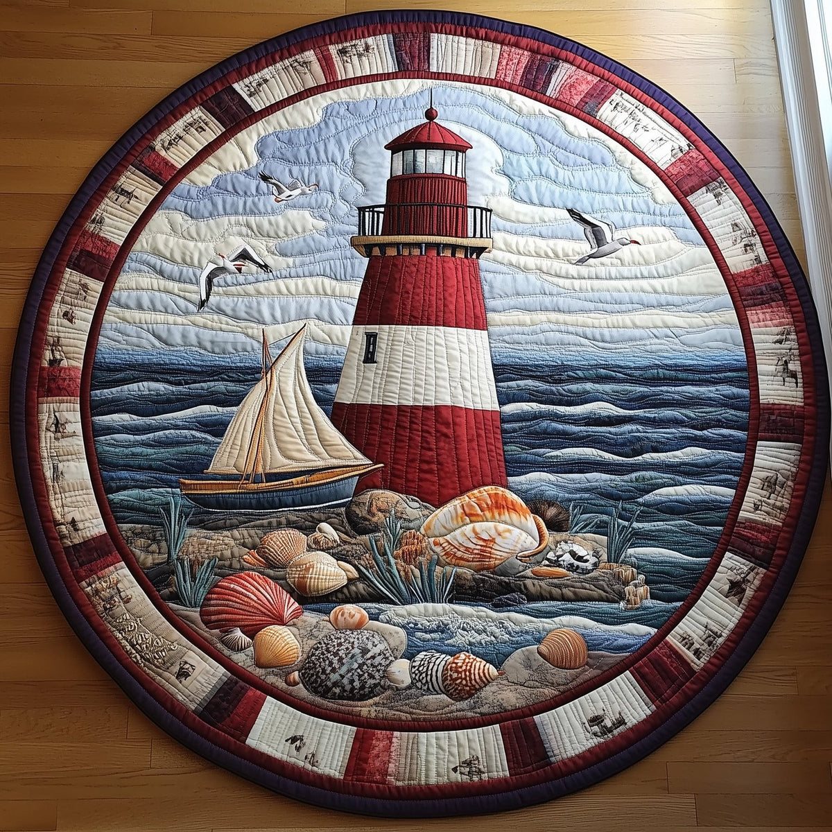 Nautical Lighthouse Round Mat Rug - Nature Design | Serene Home Decor