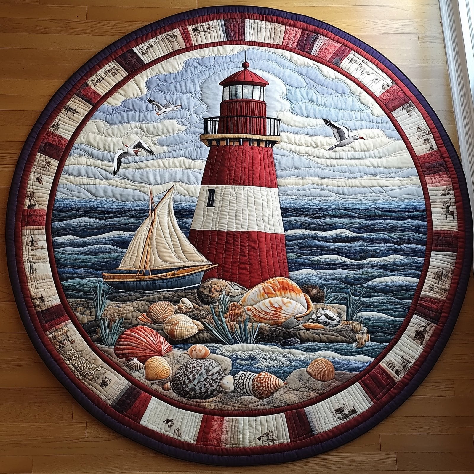 Nautical Lighthouse Round Mat Rug - Nature Design | Serene Home Decor