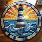 Nautical Lighthouse Round Mat Rug - washable non-slip printed rug