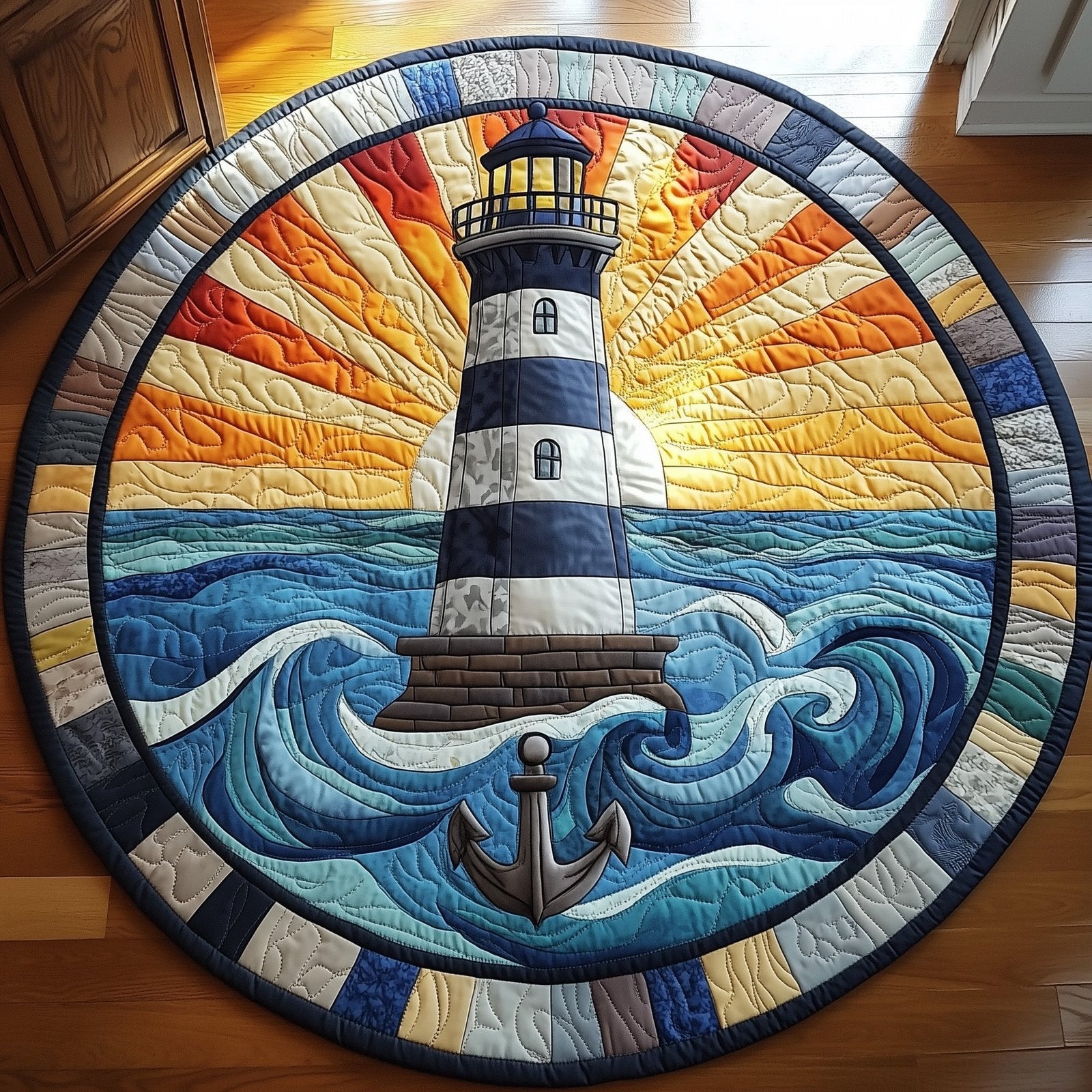 Nautical Lighthouse Round Mat Rug - Nature Design | Serene Home Decor
