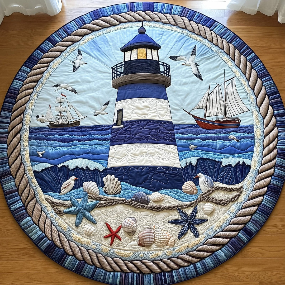 Nautical Lighthouse Round Mat Rug - Nature Design | Serene Home Decor