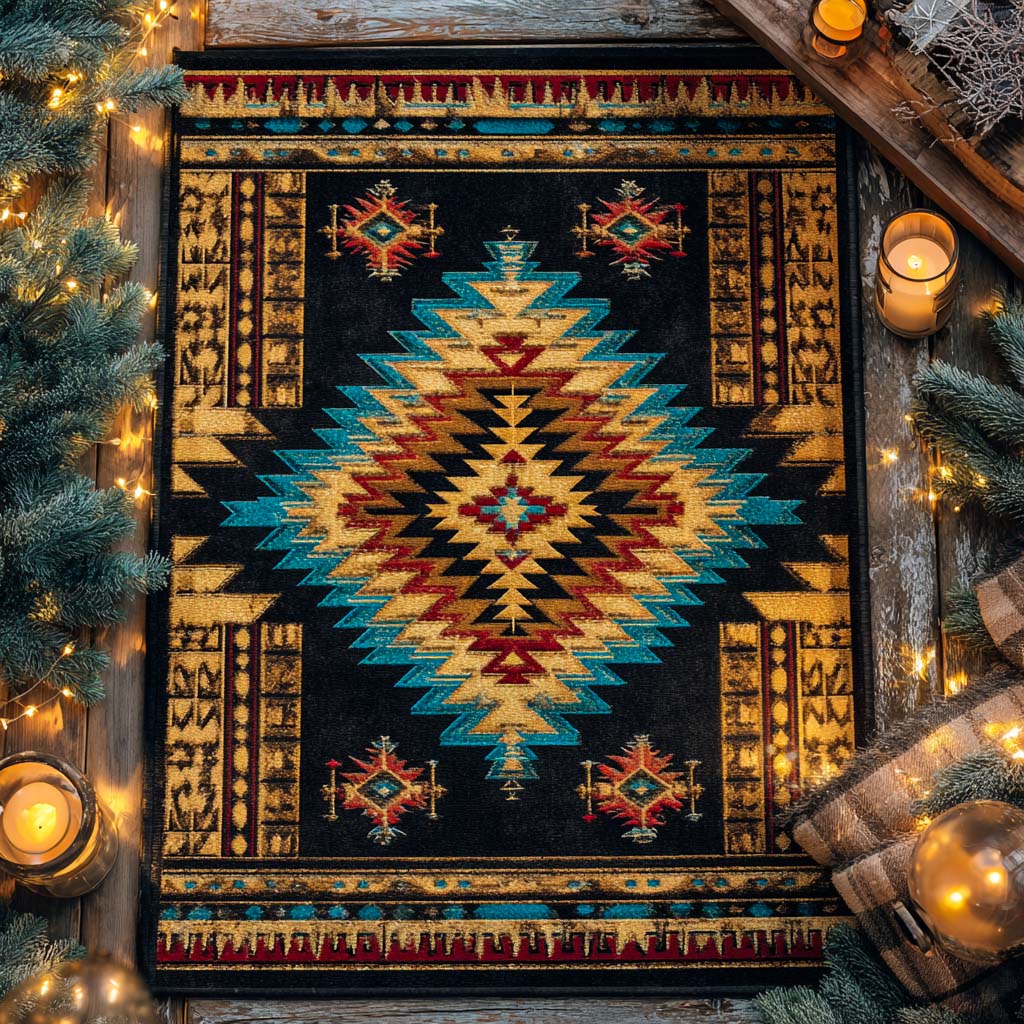 Navajo Night Diamond area rug in a living room
