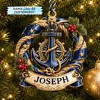 Navy Anchor Christmas Ornament
