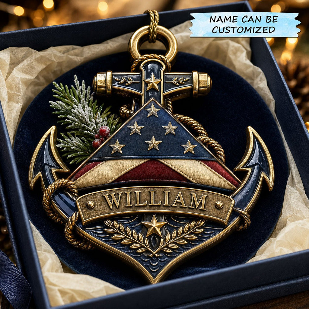Navy Anchor Pride Christmas Ornament