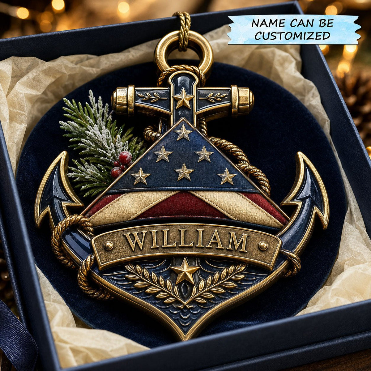 Navy Anchor Pride Christmas Ornament