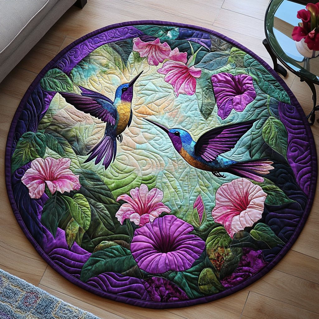 Nectar Bloom Round Mat Rug - washable non-slip printed rug
