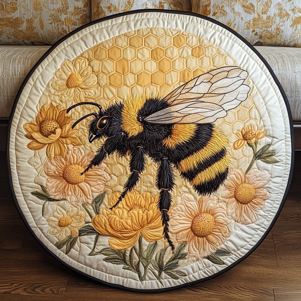 Nectar Circle Round Mat Rug - washable non-slip printed rug