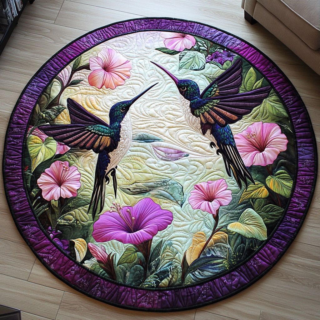 Nectar Garden Round Mat Rug - washable non-slip printed rug