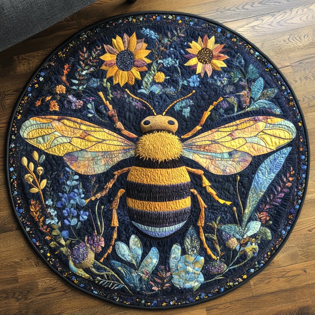 Nectar Nest Round Mat Rug - washable non-slip printed rug