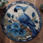 Nemophila Cocaktoo Round Mat Rug - washable non-slip printed rug